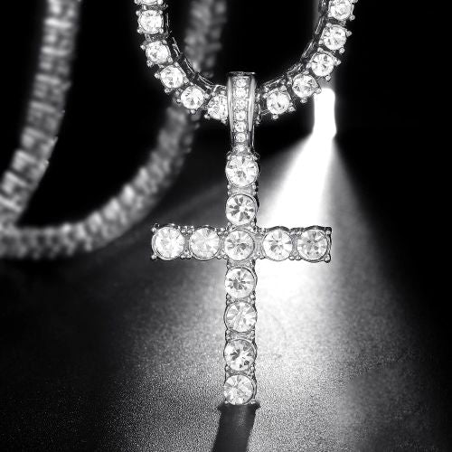 Elegant Rhinestone Pendant Necklace - Stylish & Durable Religious Accessory