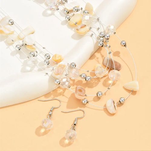 Colourful Crystal Necklace & Earring Set - Trendy Choker Jewelry