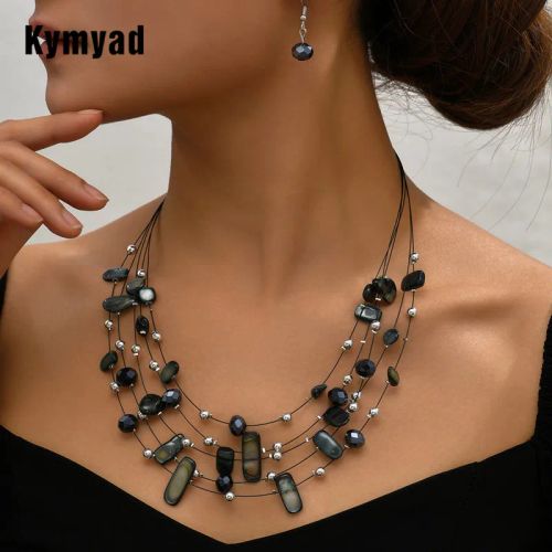 Colourful Crystal Necklace & Earring Set - Trendy Choker Jewelry