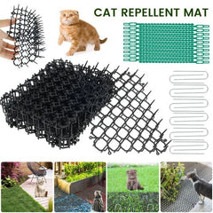 Humane Anti-Cat Pads with Ground Spikes - Effective Garden Pest Control - black