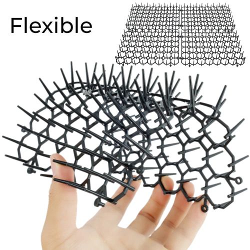 Humane Anti-Cat Pads with Ground Spikes - Effective Garden Pest Control - black