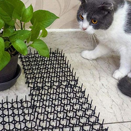 Humane Anti-Cat Pads with Ground Spikes - Effective Garden Pest Control - black
