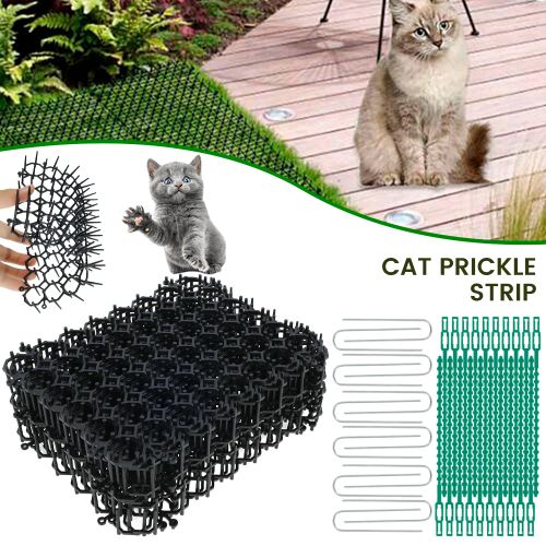 Humane Anti-Cat Pads with Ground Spikes - Effective Garden Pest Control - black