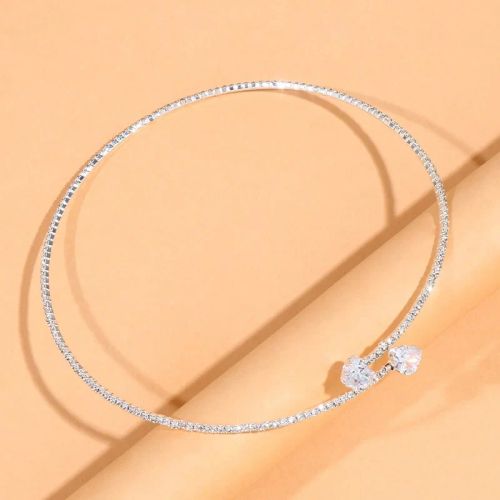 Stonefans Heart Collar Choker Necklace - Trendy Rhinestone Accessory