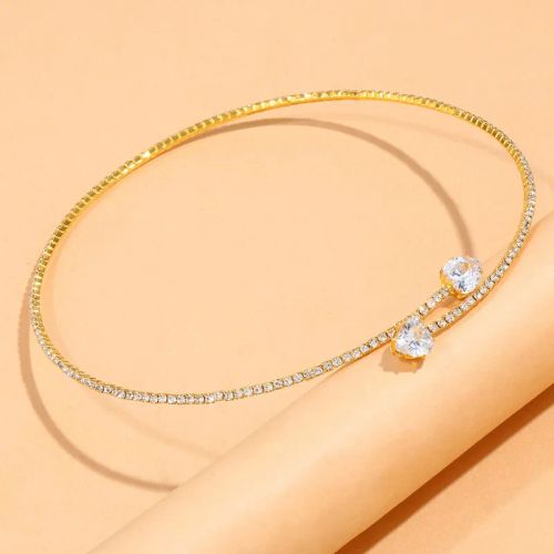 Stonefans Heart Collar Choker Necklace - Trendy Rhinestone Accessory