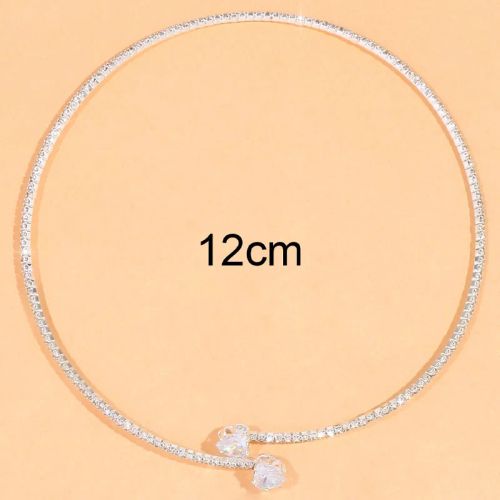 Stonefans Heart Collar Choker Necklace - Trendy Rhinestone Accessory