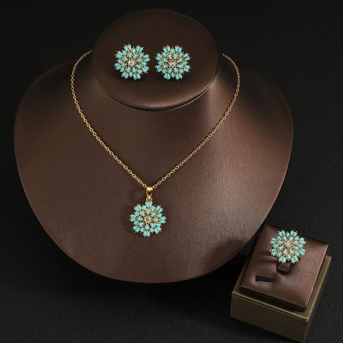 Elegant Sapphire Gemstone Jewellery Set - Necklace Earrings & Ring