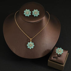 Elegant Sapphire Gemstone Jewellery Set - Necklace Earrings & Ring