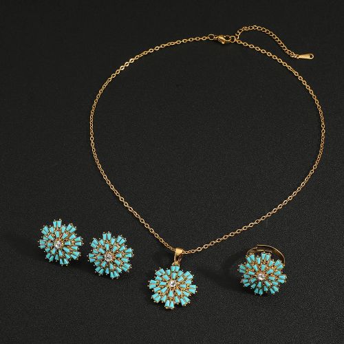 Elegant Sapphire Gemstone Jewellery Set - Necklace Earrings & Ring