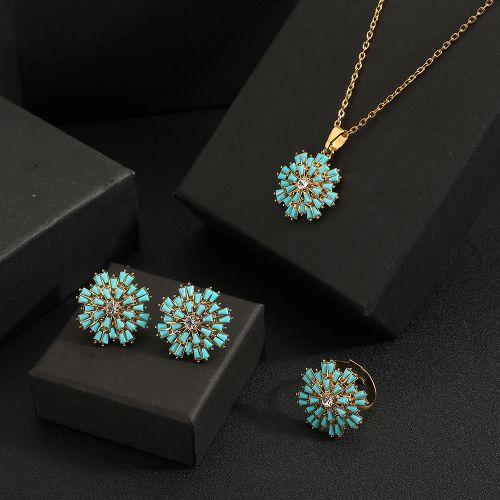 Elegant Sapphire Gemstone Jewellery Set - Necklace Earrings & Ring