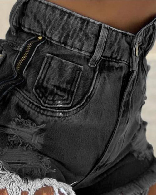 Noworry Chic Contrast Paneled Denim Shorts for Summer Vacations