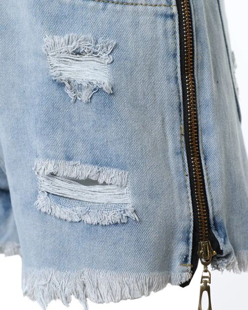 Noworry Chic Contrast Paneled Denim Shorts for Summer Vacations