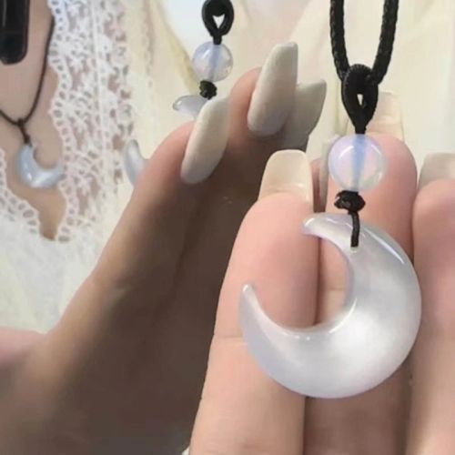 Angelady Moon Pendant Necklace - Stylish Cotton Rope Accessory