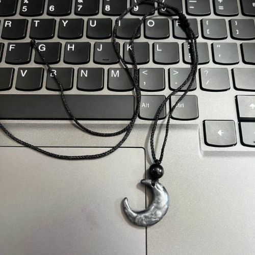 Angelady Moon Pendant Necklace - Stylish Cotton Rope Accessory