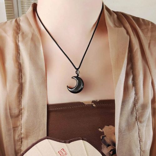 Angelady Moon Pendant Necklace - Stylish Cotton Rope Accessory