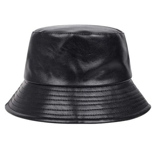Stylish Faux Leather Bucket Hat - Versatile Casual Accessory