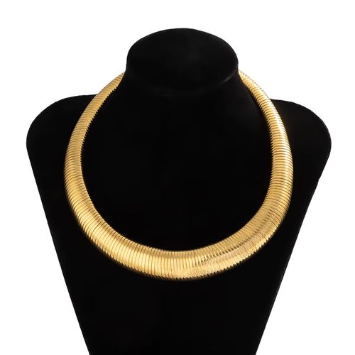 IngeSight.Z Exaggerated Striped Metal Choker Necklace for Parties