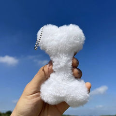 Plush Bone Pendant Keychain - Cute and Trendy Accessory - WHITE