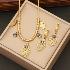 Kuziduocai Trendy Simulated Pearl Necklace & Earrings Jewelry Set