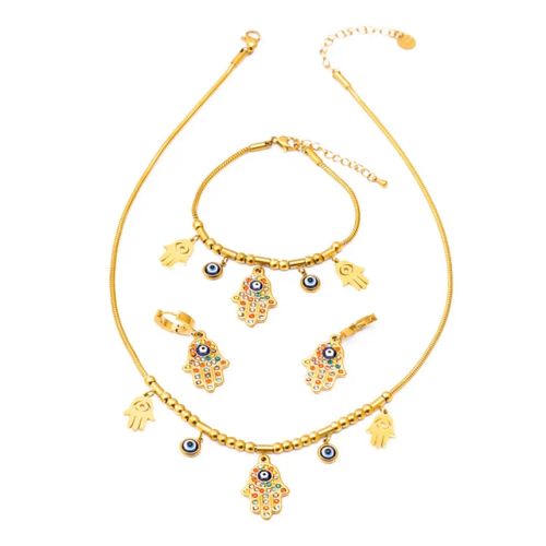 Kuziduocai Trendy Simulated Pearl Necklace & Earrings Jewelry Set