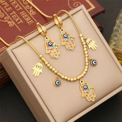 Kuziduocai Trendy Simulated Pearl Necklace & Earrings Jewelry Set