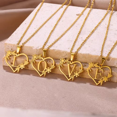 FAZZTONC Dainty Gold Initials Necklace - Trendy Personalised Gift