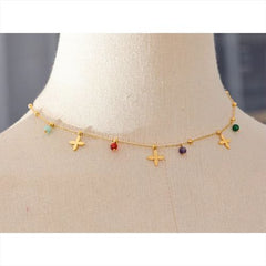 Yhpup Aesthetic Waterproof Natural Stone Flower Pendant Necklace