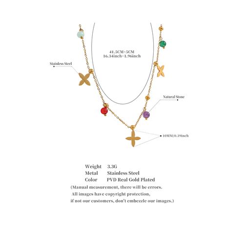 Yhpup Aesthetic Waterproof Natural Stone Flower Pendant Necklace