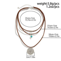 IngeSight.Z Vintage Boho Pendant Necklace - Stylish Flower Design - silver Color
