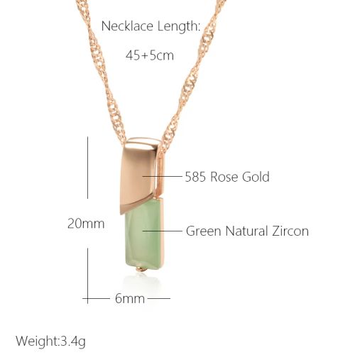 JULYDREAM Simple Luxurious Pendant Necklace - Trendy Everyday Accessory - Green Zircon