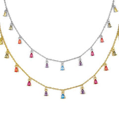 Anenjery Trendy Gold Plated Waterdrop Zircon Choker Necklace