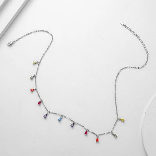 Anenjery Trendy Gold Plated Waterdrop Zircon Choker Necklace
