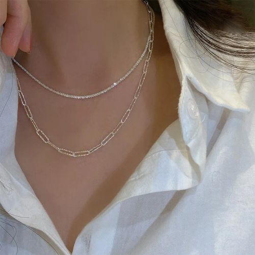 WKOUD Sparkling Clavicle Chain Necklace - Trendy Fashion Jewellery