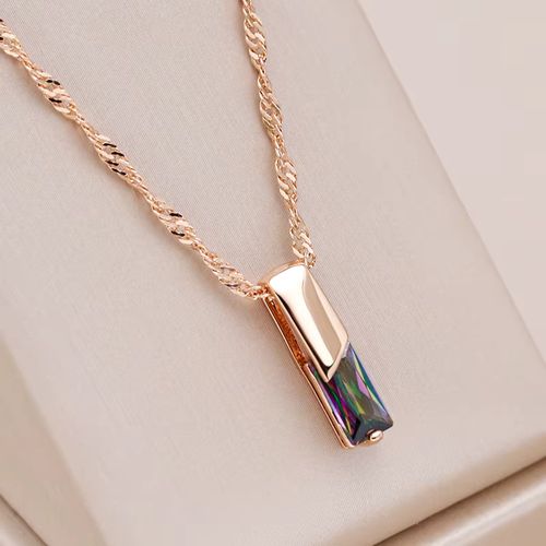 Kinel Colourful Zircon Pendant Necklace - Stylish Wedding Accessory - H1615-Colorful
