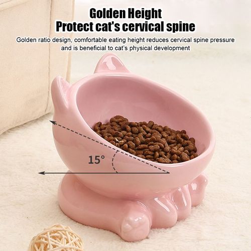 Cute Ceramic Cat Bowl - High Feet Design for Healthy Eating - Pet Supplies