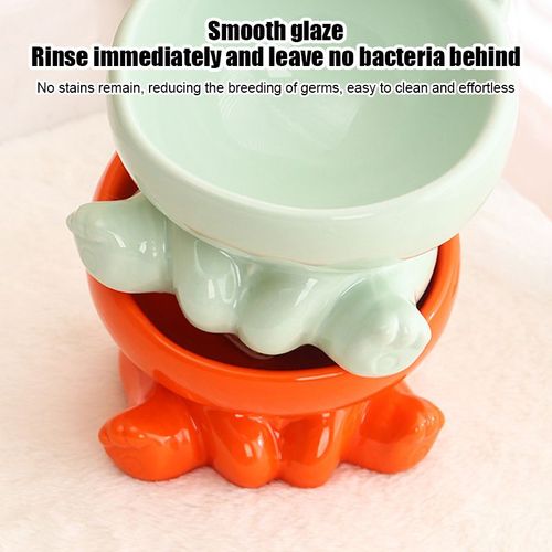 Cute Ceramic Cat Bowl - High Feet Design for Healthy Eating - Pet Supplies