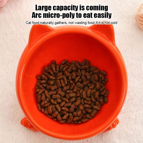 Cute Ceramic Cat Bowl - High Feet Design for Healthy Eating - Pet Supplies