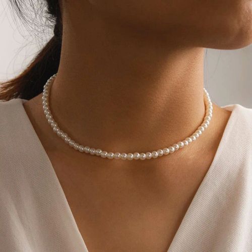 Elegant Imitation Pearl Choker Necklace - Trendy Fashion Jewellery