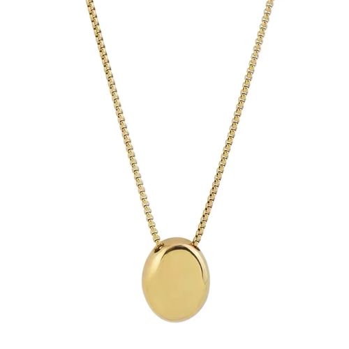 Elegant Oval Pendant Necklace - Stainless Steel Fashion Accessory