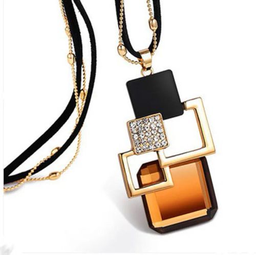 BYSPT Crystal Geometric Pendant Necklace - Trendy Fashion Jewellery