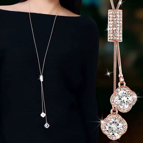 BYSPT Crystal Clover Leaf Necklace - Adjustable Necklace for Every Occasion