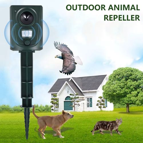 Ultrasonic Animal Repellent - Effective Pest Control for Yards & Gardens - Dark Green