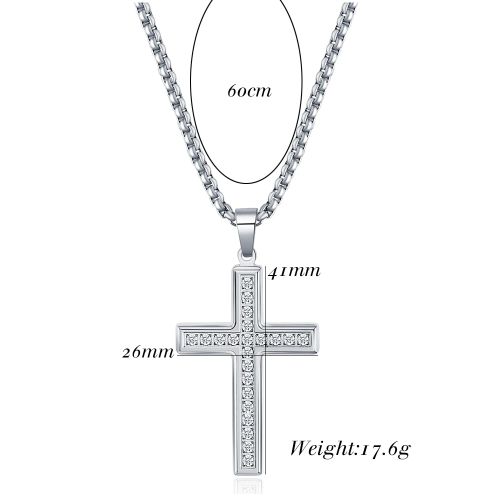 VQYSKO Diamond Cross Pendant Necklace - Fashionable Religious Jewellery