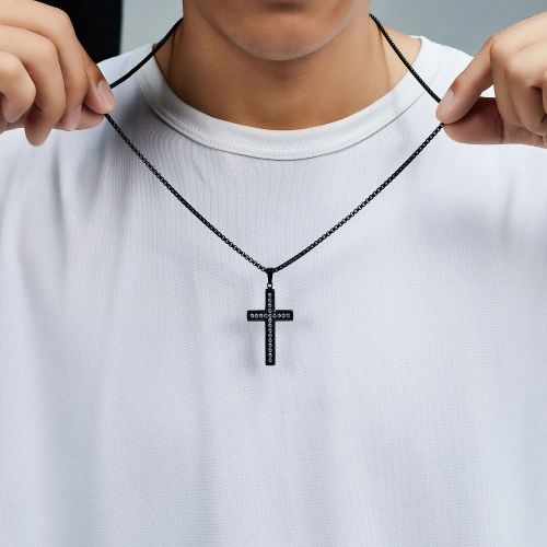 VQYSKO Diamond Cross Pendant Necklace - Fashionable Religious Jewellery