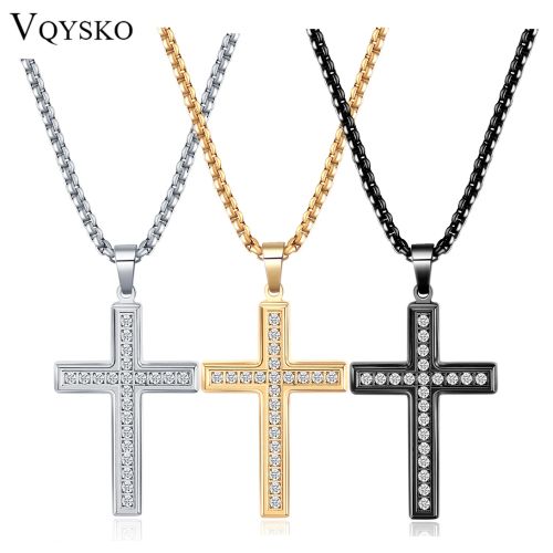 VQYSKO Diamond Cross Pendant Necklace - Fashionable Religious Jewellery
