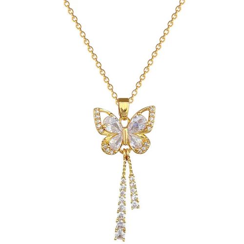 Versatile Butterfly Tassel Necklace - Luxurious Stainless Steel Pendant - 45cm / X1468