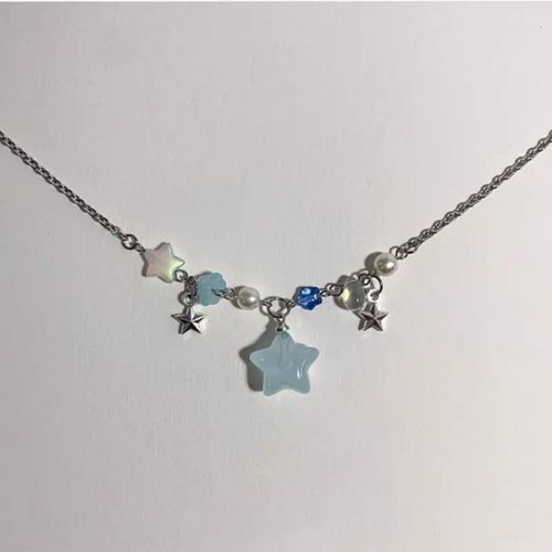 Kawaii Star Beaded Pendant Necklace - Trendy Fashion Accessory