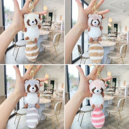 Angelady Cute Plush Raccoon Keychain - Lightweight & Durable Accessory