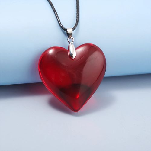 SONGCHANGJEWELRY Red Crystal Heart Pendant - Trendy Decoration Necklace
