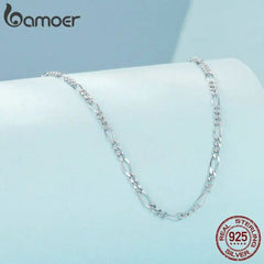 Bamoer Minimalist Herringbone Necklace - Stylish 925 Silver Chain - SCA028